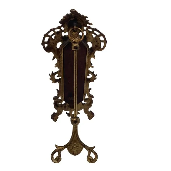 Antique Gilt Brass Cherub Desk Wall Thermometer Ornate Victorian - Picture 2 of 9